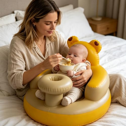Asiento hinchable infantil con soporte de espalda para suelo y viaje 2