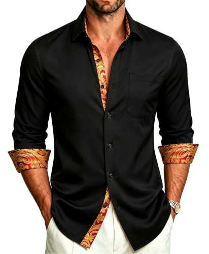 unusual evening dress shirts Amazon.com: Zeiyignr Men's Designer Shirt Luxury Printed Slim Fit Button  Down Dress Shirt Long Sleeve Formal Prom Wedding Party Shirts Black :  Clothing, Shoes & Jewelry