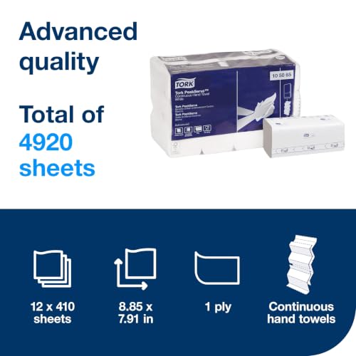 Tork PeakServe Continuous Hand Towel White H5, 12 x 410 sheets, 105065 - image 2
