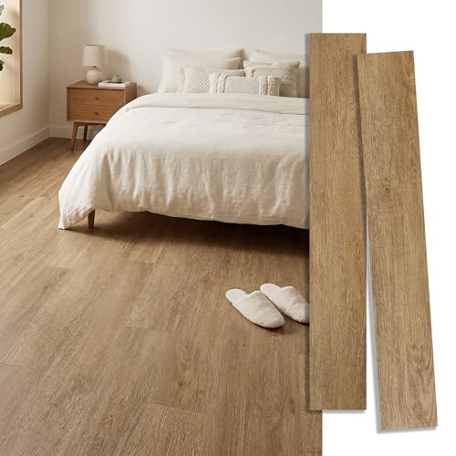 Image of Waterproof Peel and Stick Floor Tile, 54 Sq.Ft Natural Blonde Maple Vinyl Flooring, Easy DIY-Install & Durable for Kitchen, Bedroom, Bathroom, RVs, Rental-Friendly (36-Planks 6 inchx36 inch)