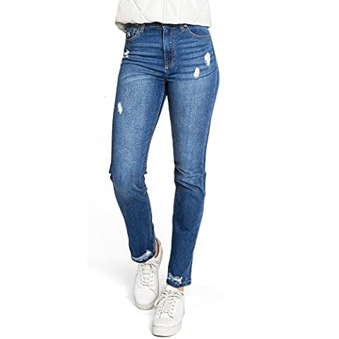 Celebrity Pink Jean Celebrity Pink Women's Juniors High Rise Slim Fit Straight Leg Jeans (9, Denim) Cover