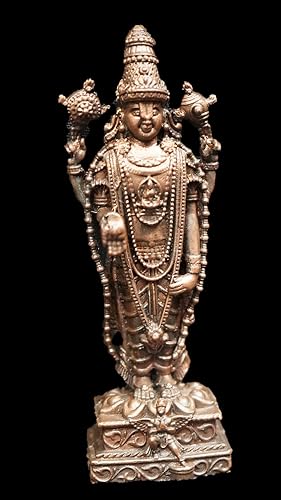 Image of Copper Idols India, 2.8 inches, Handmade Copper Tirupati Balaji, 150 Grams, Patina Antique Finish, Pack of 1 Piece