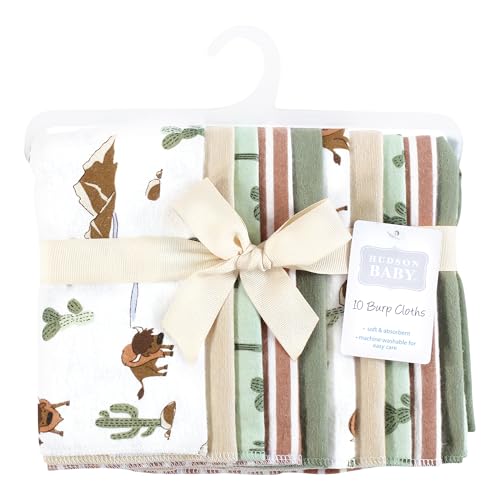 Image of Hudson Baby Unisex Baby Cotton Poly Flannel Burp Cloths, Wilderness 10 Pack, One Size