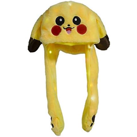 EPRHY LED Glowing Plush Cartoon Hat Funny Cute Pinch Paw Ears Moving Hat with Popping Ears Animal Cap Cosplay Party Holiday Hat for Women Girls, Yellow Cover