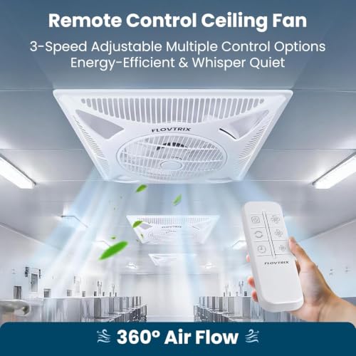 Image of Ceiling Fan Dual Balls Bearing AC Ceiling Mounted Fan With Pure Copper Motor,360 Air Flow Ceiling Fan With Remote Control For Home And Commercial Use 600 x 600 mm - White (ST-01)