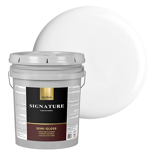 EVOLVE Signature Collection Luxury Interior Paint & Primer, Semi-Gloss Sheen (Cloud White), 5 Gallon – Premium One-Coat Coverage, Low VOC, Low Odor, Washable Finish for Walls, Ceilings & Trim