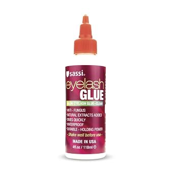 Sassi Eyelash Glue Clear 4oz | Quick-Drying, Natural Extract Formula, Waterproof, Durable Hold, Long-Lasting, Lash Adhesive | Made in USA