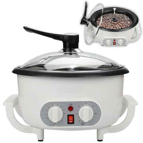 Coffee Roaster Machine, Nut Roaster with Non-Stick Coating, Adjustable Temperature 100-240℃ & Timer 0-60 Mins for Nuts, Peanuts, and Corn