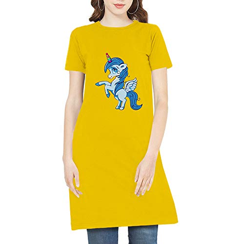 Image of Pooplu Women's Regular Fit Knee Length Unicorn Baby Cotton Printed Round Neck Half Sleeves Multicolour Pootlu Tshirt. One Piece, Knee Long, Three Fourth Tops, Trending Pootlu Tees and Tshirts