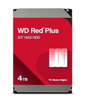 Western Digital 4TB WD Red Plus NAS Internal Hard Drive HDD - 5400 RPM, SATA 6 Gb/s, CMR, 128 MB Cache, 3.5" - WD40EFZZ