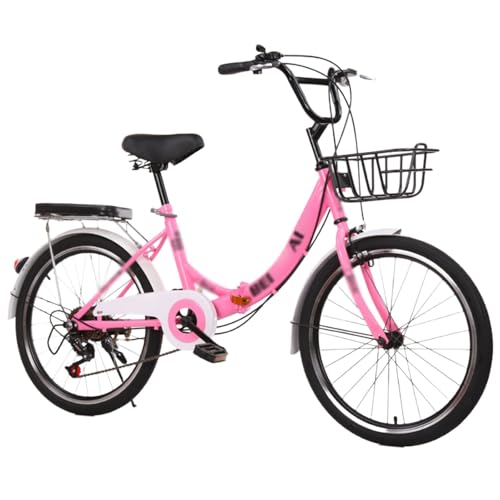 Bicicleta Plegable De 20, 22, 24 Y 26 Pulgadas: 21 Velocidades, Cuadro De Acero Al Carbono, Plegable para Desplazamientos Urbanos, con Amortiguación D,24 Inch