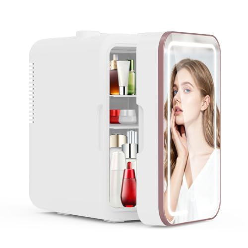 Mini Fridge for Bedroom, 6L/10 Can Skincare Fridge with Dimmable ...