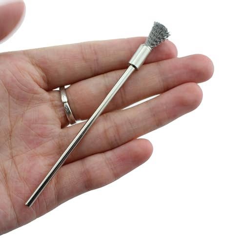 Image of TAODAN 4PCS Wire Brush Rust Paint Removal Drill Bit Polishing Rotary Tool Accessory Extended Stainless Steel Wire Steel Cleaning End Brush Pen 3mm Arbor for Cleaning Small Parts and Burrs and Dirt