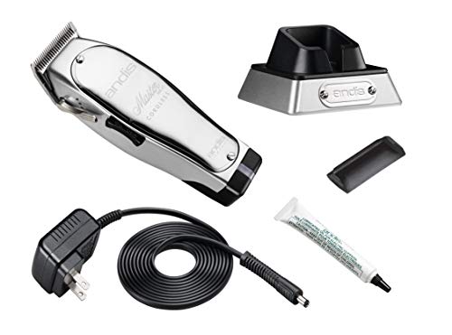 Andis 12470 Professional Master Corded/Cordless Hair & Beard Trimmer, Adjustable Carbon Steel Blade Hair Clipper For Close Cutting, Chrome, Silver - 5 Piece Set #TOP3