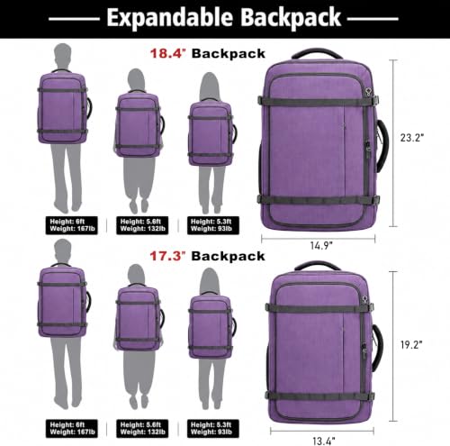 Image of Travelability Expandable Carry On Backpack 1-7 DAYS Roomy Capacity