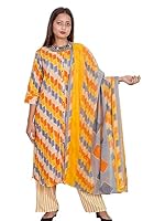 KASANI Plus Size A-Line Kurta with Palazzo and Dupatta Set for Women 3XL to 10XL Yellow