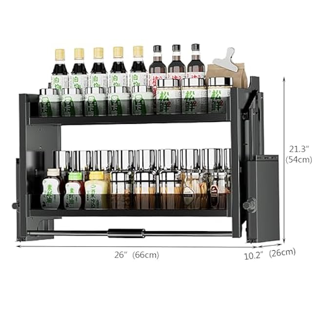 2-Tier Pull Down Shelf for Kitchen Upper Cabinet Adjustable, Heavy Duty Wall Mounted Sliding Under Shelf, Ideal Spice and Dishes Pull Out Cabinet Storage Shelf (26)-INMNEud6