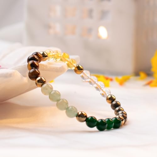 Image of Astrotalk Dhan Yog Bracelet |Attracts Wealth & Prosperity | Manifest Wealth with Citrine, Jade, Tiger Eye, Clear Quartz & Pyrite Stone | Bracelet for Man & Woman | Gift for Man & Woman