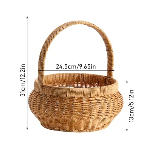Panier de rangement décoratif en osier avec poignées intégrées - 6