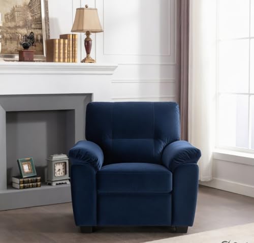 Image of Anderson Sofa Set for Living Room | Sectional Sofas | Premium Leather Sofa for Home Office | Leather Sofa Set | Leatherette Sofa (Blue Fabric, 1 Seater)