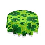 ALAZA Mantel redondo de encaje de poliéster con hojas de trébol verde de San Patricio, mantel de mesa de 152 cm para fiesta de cumpleaños, boda, vacaciones, cocina, comedor, decoración