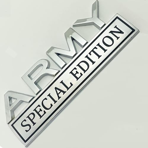 Image of Army Special Edition Emblem with Strong Adhesive, Army Car Emblem 3D Badge Decal Car Truck Replacement Compatible with Universal Vehicle, Truck, SUV (Silver Black)