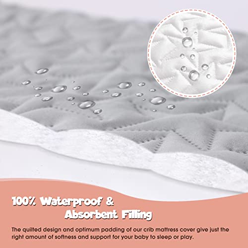 Acrabros Baby Crib Sheets For Boys Girls-2 Pack Waterproof Toddler Crib Mattress Protector-Crib Mattress Pad Sheet Cover-Universal Fit Quilted Padded,Ultra Soft, Gray & Navy Blue #TOP1