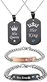 💞Top-Material💞Dieses Paar Halskette und Armband-Set sind aus Edelstahl und Nylonseil, gut verarbeitet und sehr stark, nicht leicht zu rosten oder zu trüben, stilvoll und langlebig, hochglanzpoliert, wodurch die Oberfläche glatt wird und eine langfristige Farbbeständigkeit aufweist Fähigkeit, Ihnen ein angenehmes Tragegefühl zu geben. Sie und Ihr Liebhaber können diese Langstrecken-Halskettenarmbänder jeden Tag tragen und müssen sich keine Sorgen machen, dass sie brechen.
