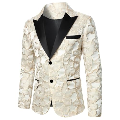 Men's Single Breasted Suit Flower Texture Blazer Wedding Prom Party Men's Solid Jacket2