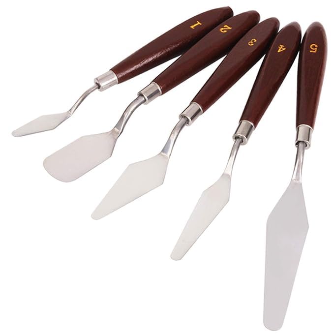 Eclet Palette Painting Knives Set of 5 Stainless Steel Scraper Spatulas for Artists, Acrylic Oil Canvas Painting Tools for Mixing, Spreading and Texture Art kz-image-29