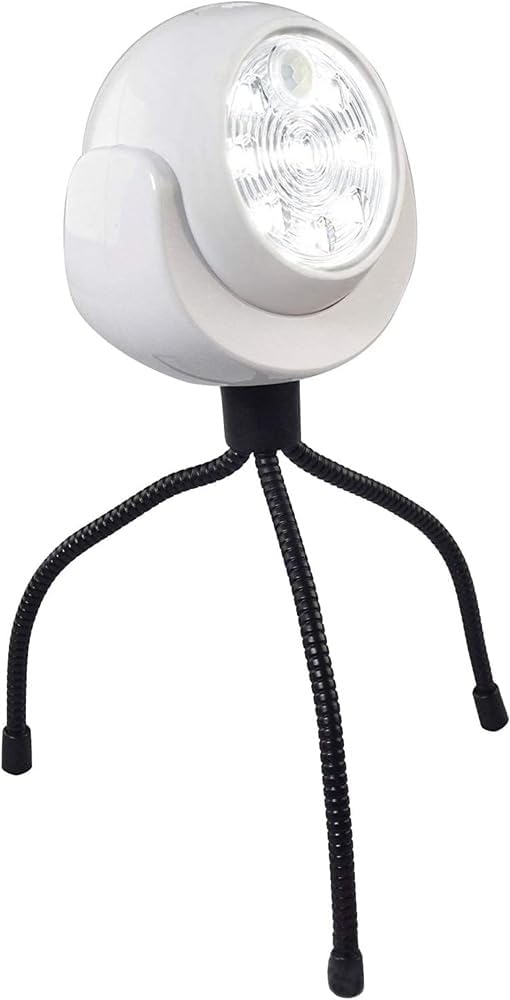Trade One 13308 Sensor Light, Motion Sensor, Freely Bending, Tripod, LED, Battery-Operated, Waterproof, Flashlight, Crime Prevention, Flashlight, Winding, Dark Lighting, White, 3.1 x 3.1 x 2.8 inches