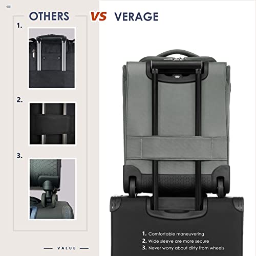 Image of Verage Underseat Carry On Luggage with Spinner Wheels, Grey, 16-Inch Rolling Underseat, 2 Wheels Luggage