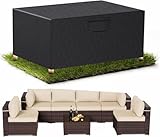 Gartenmöbel Abdeckung Wasserdicht, Schutzhülle Gartenmöbel Winterfest, Schwerlast 420D Oxford Gewebe Abdeckhaube Gartentisch Rechteckig, mit Belüftungsöffnungen Winddicht UV, 250x210x90cm