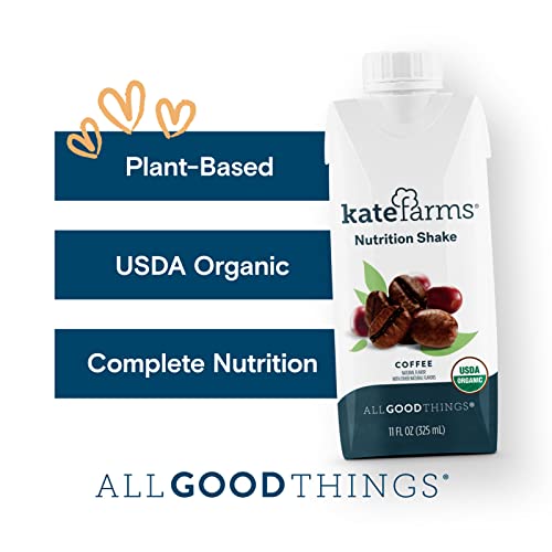 Kate Farms Organic Vegan Plant Based Nutrition Shake, Coffee, 16G Of Protein, 27 Vitamins And Minerals, Meal Replacement Drinks, Protein Shake, Gluten Free, Non-Gmo, 11 Fl Oz (Pack Of 6) #TOP3