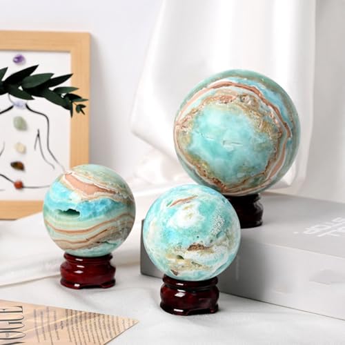 Boule de cristal d'hémimorphite bleue 55-60mm pour la divination