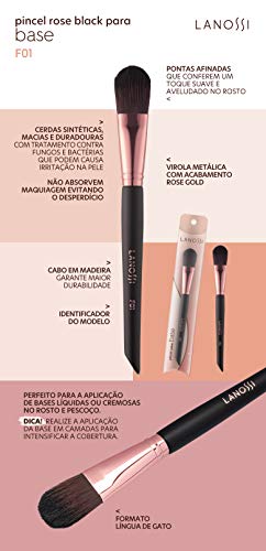 Lanossi Beauty & Care Pincel Para Base Rose Black Preto/Rosé Metalizado Preto/Rosé Metalizado