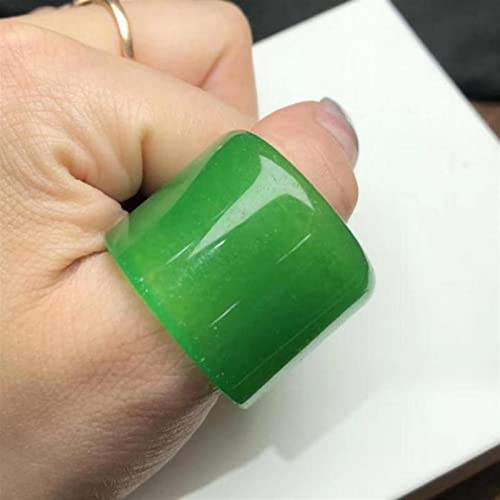 Natural Green Jade Thumb Rings Men Women Jewelry Real Emerald Jadeite Jades Stone Wide Thumbring (Gem Color : 22mm)2
