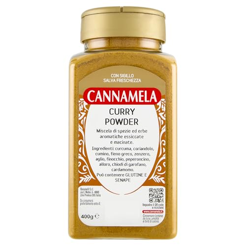 Cannamela - Linea Vasi PET, Curry, Confezione da 400g. Ideale per carni, legumi, primi piatti e ricette della cucina indiana.