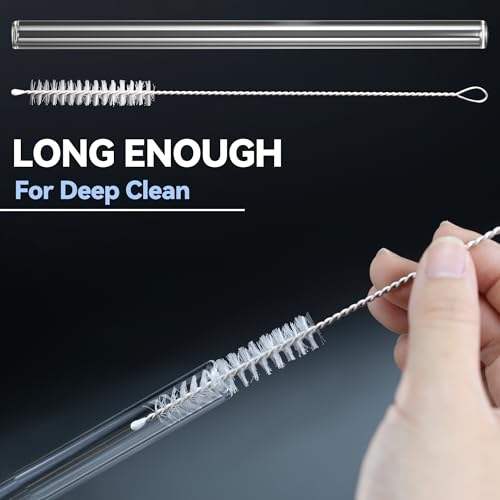 Image of Replacement Straw for Ninja BlendBOSS Personal Smoothie Blender Tumbler, 2 Pack Reusable Glass Straws With Cleaning Brush Compatible With Ninja BlendBOSS Travel Tumbler