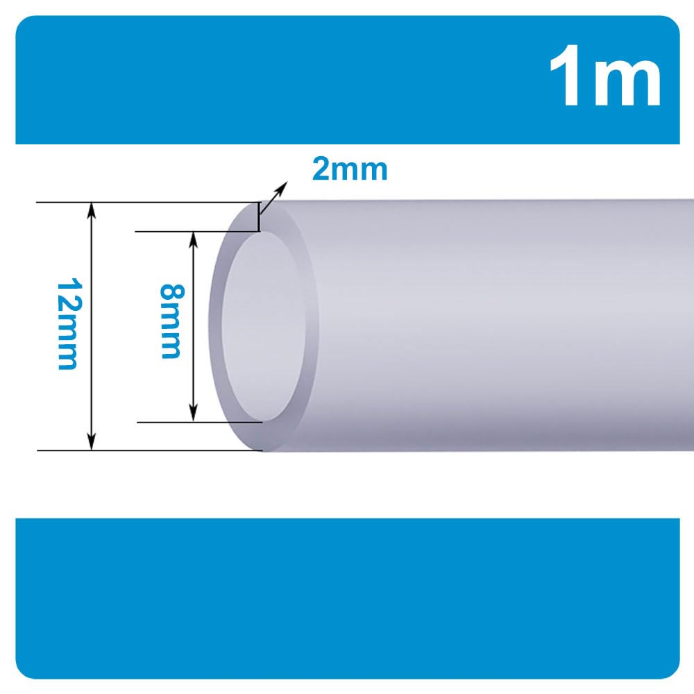 COYOUCO Silicon Tubing,Food Grade Silicon Tubing High Temp Pure Silicone Hose Tube for Home Brewing Winemaking,8Mm Id,1M Length,8x12mm