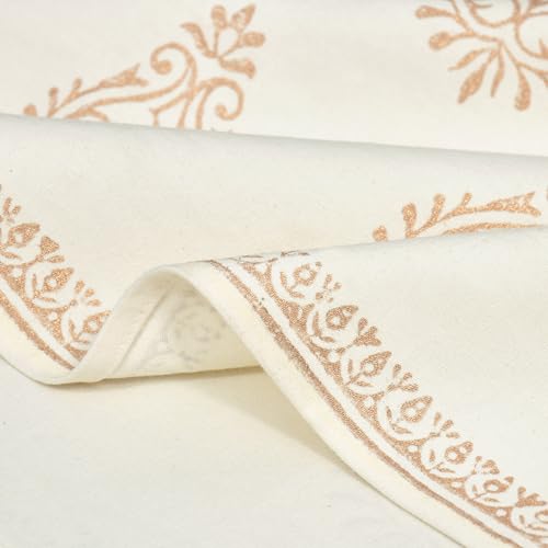 Image of BLOCKS OF INDIA Hand Block Printed Cotton Table Runner for Center /Dining Table(13 x 72 Inches) (Gold)