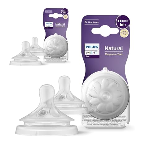 Image of Philips Avent Natural Baby Bottle Medium Flow Nipple, 3M+, 4pack, Flow 3, SCF653/43