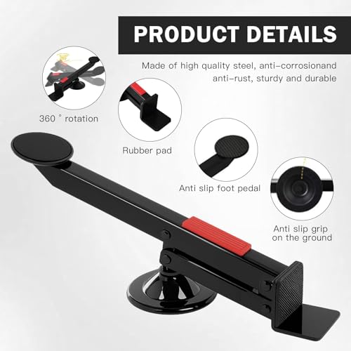 Türheber, Möbelheber, Türheber für Zimmertüren, 360 Grad Drehung Plattenheber, max. Hubkraft 100kg, Montagehilfe zum Türen Anheben, Einstellen, Ausrichten, 33 x 5 x 7.8 cm