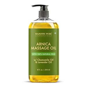 MAJESTIC PURE Arnica Massage Oil for Massage Therapy – Refreshing, and Relaxing – Natural Oils with Lavender & Chamomile Essential Oils – for All Skin Types – Men and Women – 8 fl oz