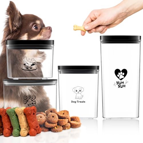 Acellegic Set of 4 Dog Treat Containers, 1.6l & 1l