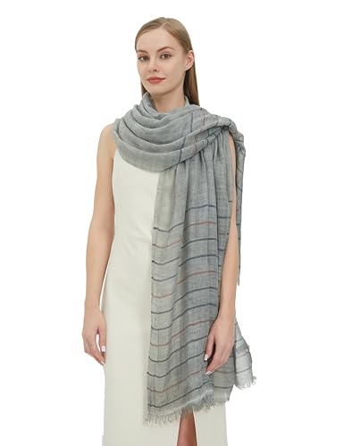 PANTONIGHT Fashion Scarf Wool Stripy Scarf Large Size Vintage Party Shawl for Women Lightweight Scarf2