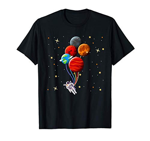 Astronaut Planets Balloons Space Astronomy Universe Fun Camiseta