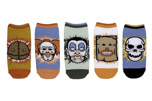 Trick r Treat Lowcut Socks (5 Pair) - Fits Ladies Shoe Size 4-10 (US Alpha One Size Regular Regular Faces 5 Pair Lowcut)