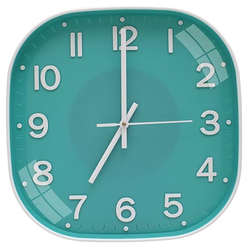 Image of TEKCOOL Plastic Analogue Wall Clock 12 inch Silent Quartz Decorative Wall Clock Non-Ticking Classic Clock Battery Operated Round Easy to Read for Room /Home /Kitchen /Bedrom /Office /School.Light green'