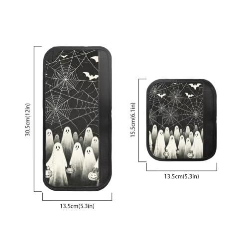 Image of Fridge Door Handle Covers Set of 6 Kitchen Appliance Decor Handles Glove Anti-Slip Protectors Washable Fabric Refrigerator Decor Accessories, Ghost Spider-Web Print Black